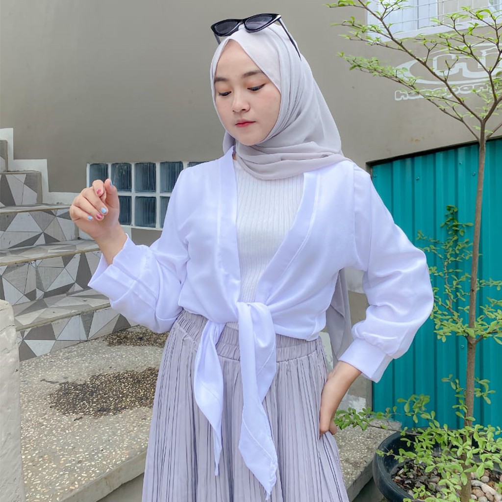 Vallina Outfit - Outerwear Muslimah Wanita / Ribon Outer Cardigan-1