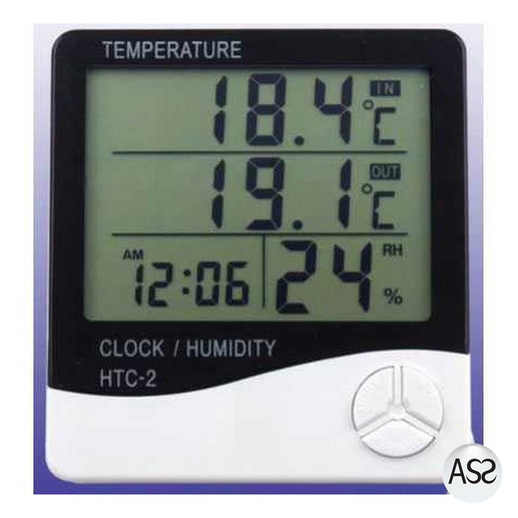 ASS Shop - Taffware Digital Temperature Humidity Meter Clock Alarm Calender HTC-2