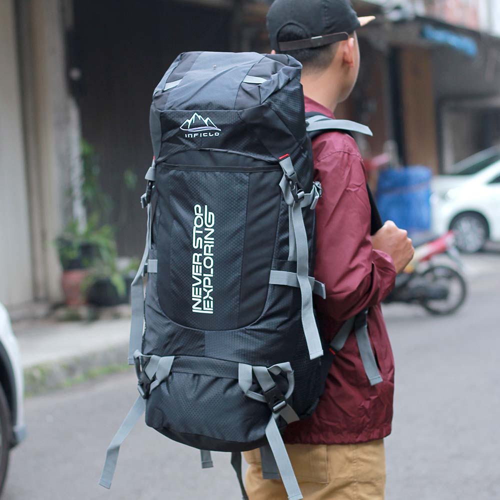 Justrue Tas Gunung Carrier 60 Liter Ransel Keril 60L Hitam 633