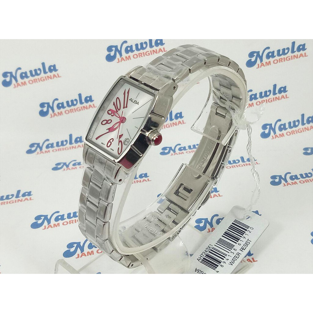 Alba Ladies AH7243X1 Rectangle Case White Dial | Jam Wanita AH7243