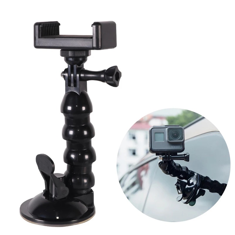 [Universal Car Mobile Phone Gopro Camera Holder] [ Multifunction Windshield Dashboard Gooseneck Mount Adjustable Snake Shape Flexible Suction Cup Mount] [Car driving recorder bracket]