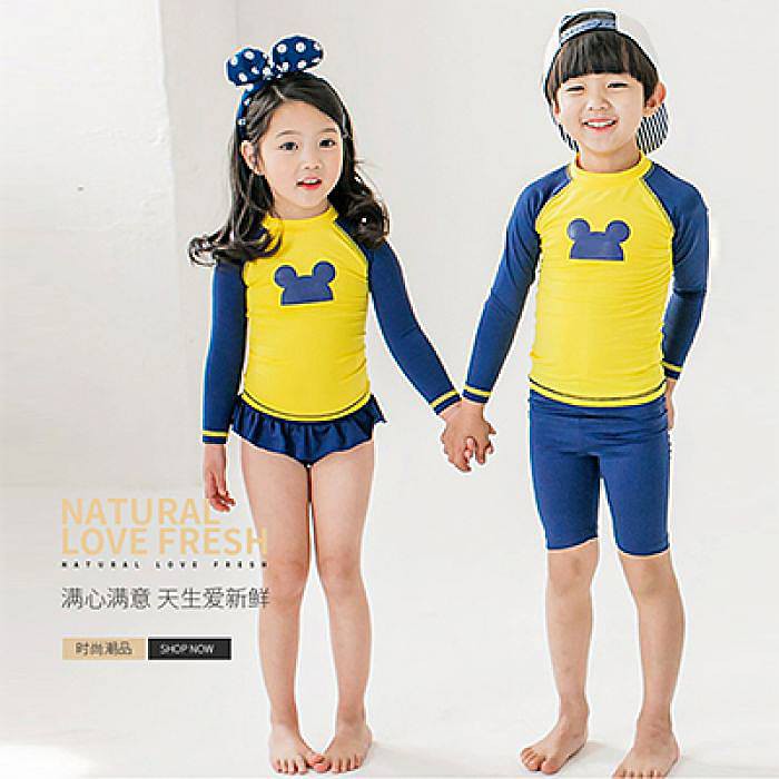 Setelan Baju Renang Anak Cowok&amp;Cewek Bear Yellow Blue