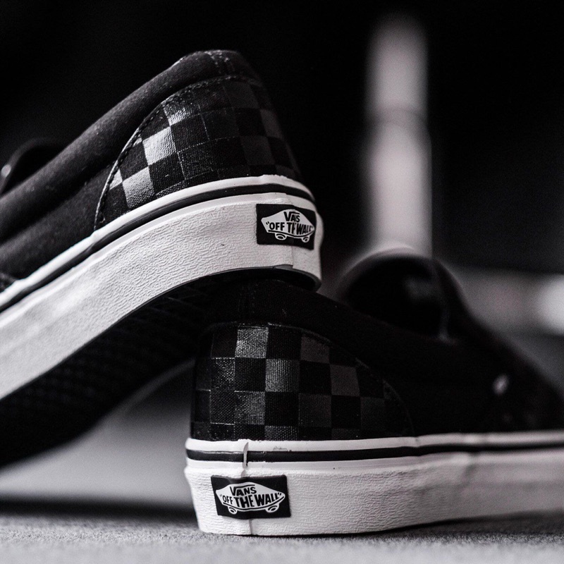 VANS SLIP-ON CHECKERBOARD BLACK BLACK CLASSIC ORIGINAL 100% ( Global )