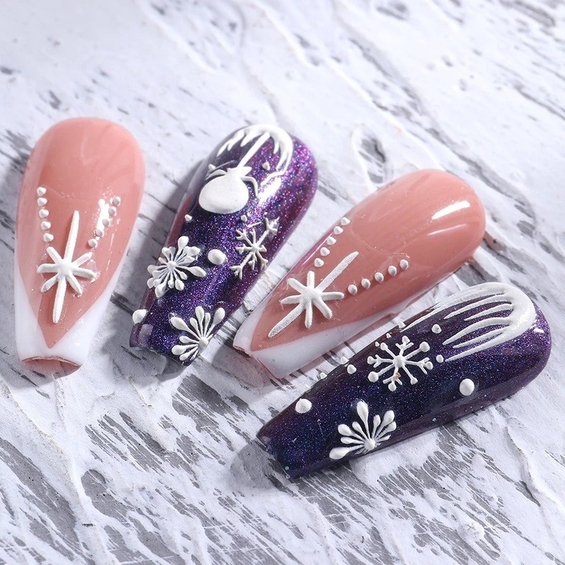 1 Lembar / Pak Stiker Kuku Motif Snowflake Natal 5d Untuk Dekorasi Nail Art / Manicure Diy