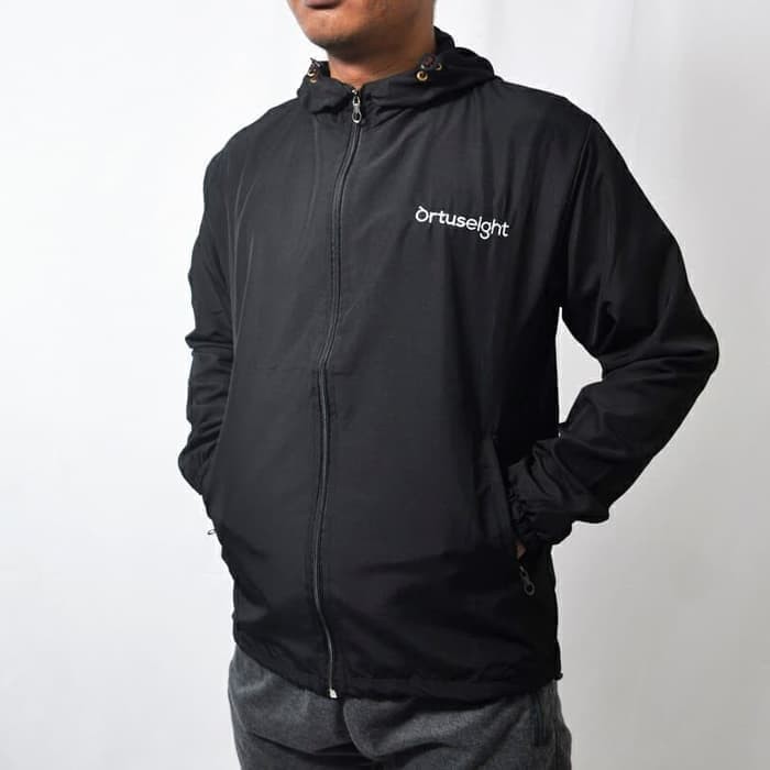 JAKET PARASUT ORTUSIGHT BLACK JAKET RUNNING LARI  - All Size