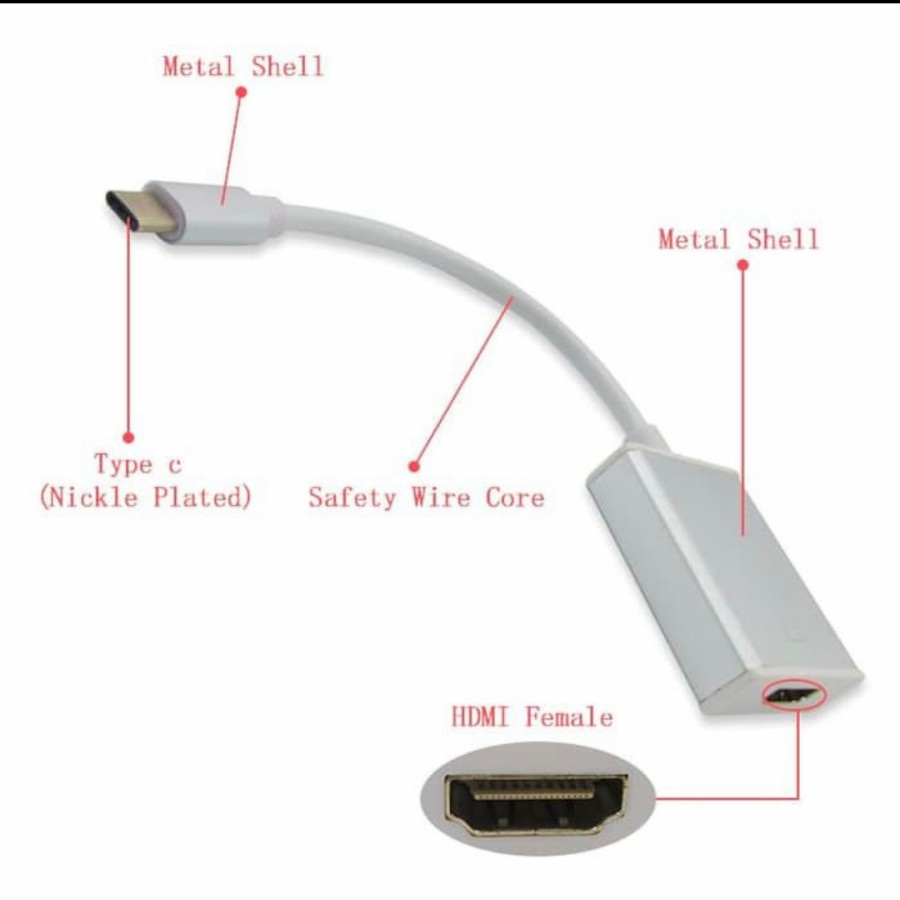 kabel Converter type C to HDMI / USB 3.1 Type-C To HDMI Converter Adapter