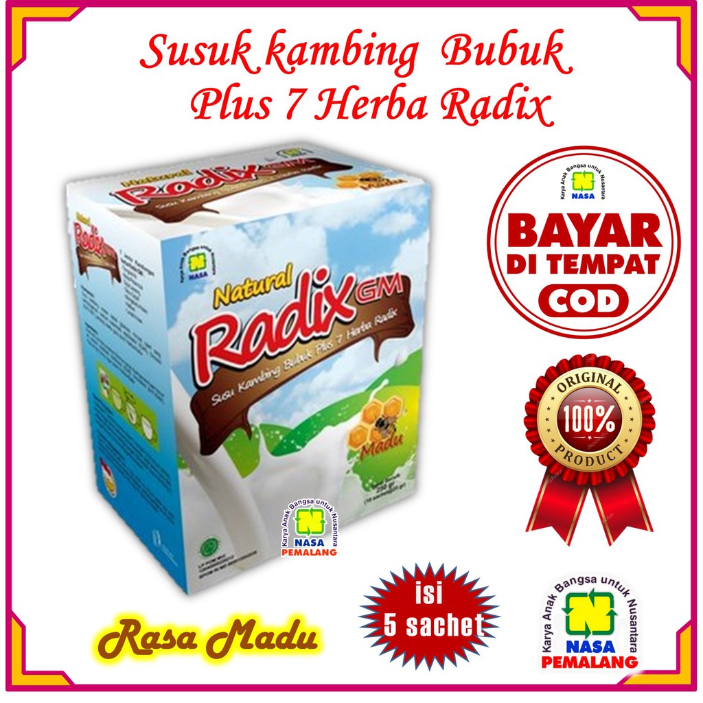 

SUSU KAMBING RADIX GM RASA MADU SUSU KAMBING ETAWA ORIGINAL PRODUK NASA PEMALANG