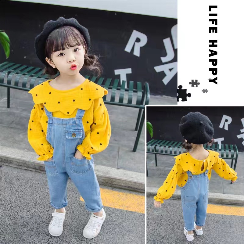 Setelan Set Overall Anak Import Uisa 2-5th Jeans Premium/Setelan baju Import premium