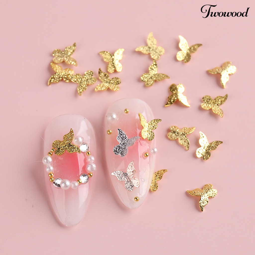 Twowood Ornamen Kupu-Kupu Bahan Metal Untuk Dekorasi Nail Art