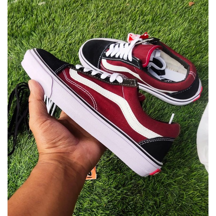 SEPATU PRIA VANSS OLDSKOOL HITAM MAROON CLASIK WAFLE DT BNIB MADE IN CHINA PREMIUM IMPORT SEPATU WANITA