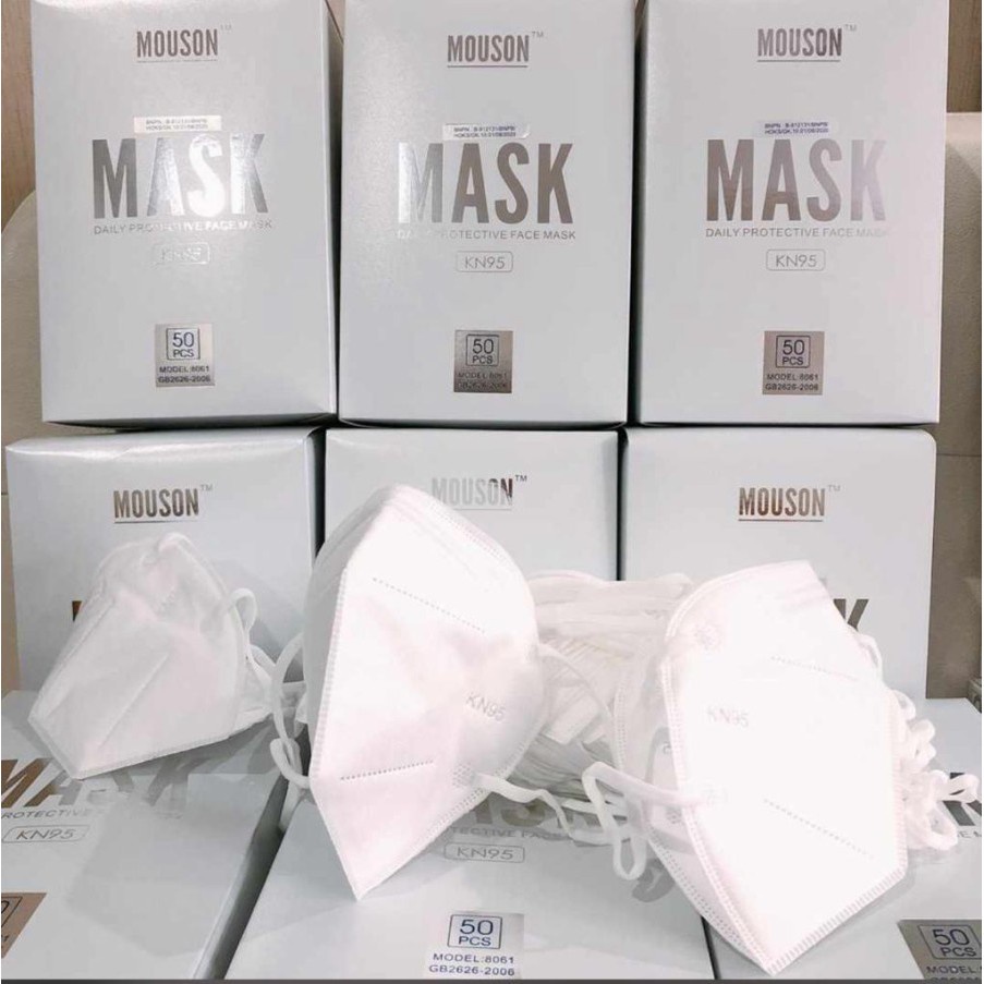 ENZ ® MOUSON MASKER KN95 MOUSON MEDIS GREENBOX EARLOOP WARNA PUTIH PER BOX ISI 50 1136