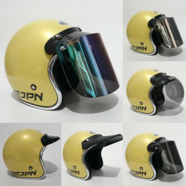 Helm Bogo Retro Kuning Lemon List Crom