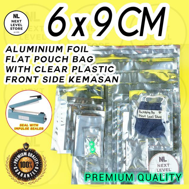 Aluminium Foil Pouch 6x9cm Flat Bag Clear Plastic Kemasan Premium