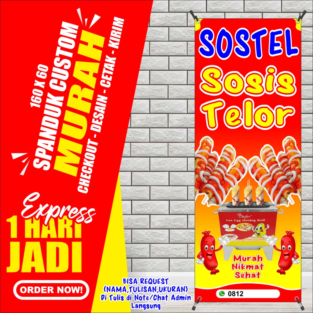 Banner SOSTEL sosis telur, Spanduk SOSTEL sosis telur, ( Bayar Ditempat) 160x60cm