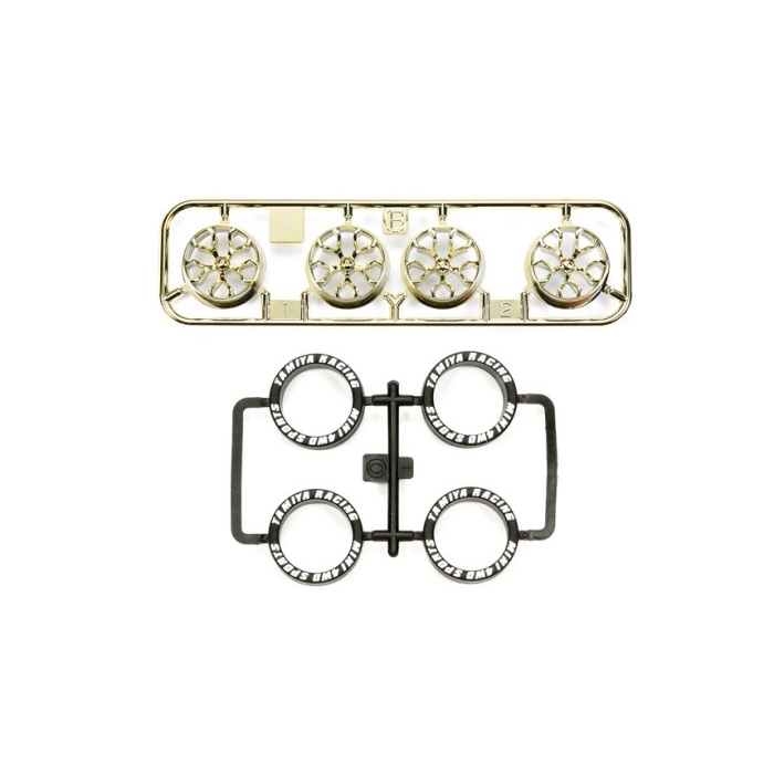 BISA COD Tamiya 95527 Low-Profile Tire  Gold Plated Wheel Set Y Spoke TERBATAS