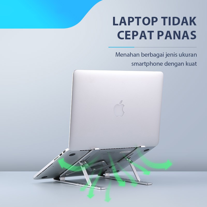 Dudukan Komputer/Braket Penambah Desktop Paduan Aluminium Laptop Pembuangan Panas Folding Stand Holder Laptop