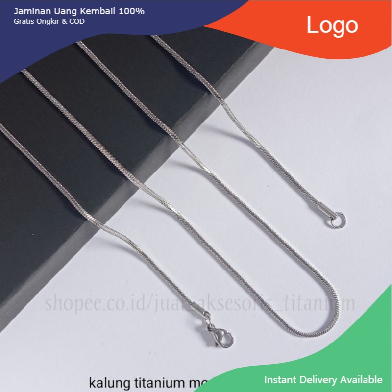 ASLI Kalung Pria Titanium Asli Silver Anti Karat Emas Putih Perak Cowok Cewek Pria Wanita Kalung Kot