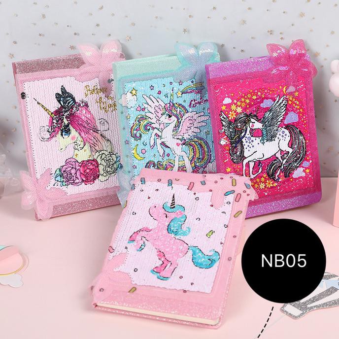 

Notebook unicorn buku tulis agenda diary sequin NB05