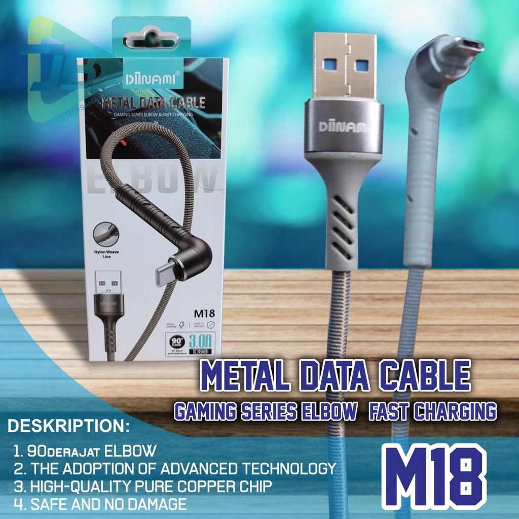 DIINAMI M18 kabel Cable Data GAMING fast Charging Kabel Data Micro , iphone , tipe c USB QC3.0 3 Amper bahan tebal JB5505