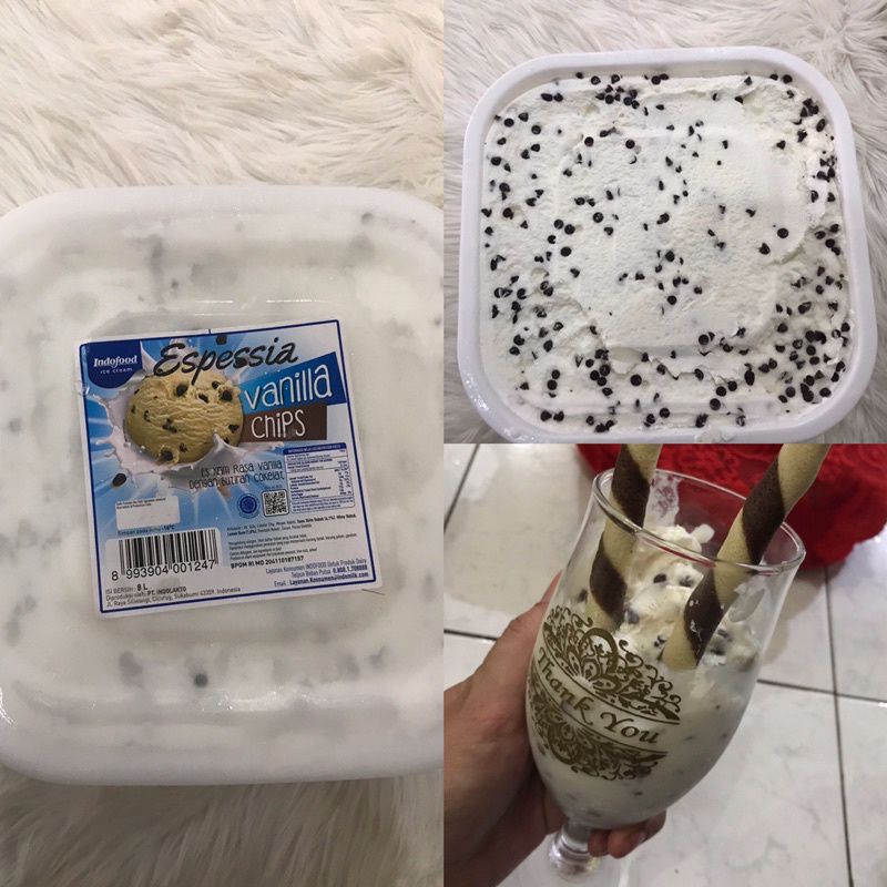 

INDOFOOD ICE CREAM ESPESSIA RASA VANILLA CHIPS 8L