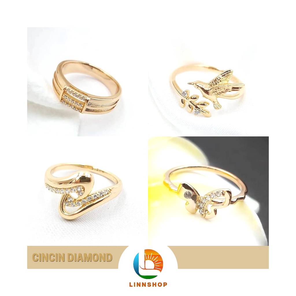 Cincin Emas Diamond Gold 18K / Cincin Premium Viral Lapis Emas Gold Diamond