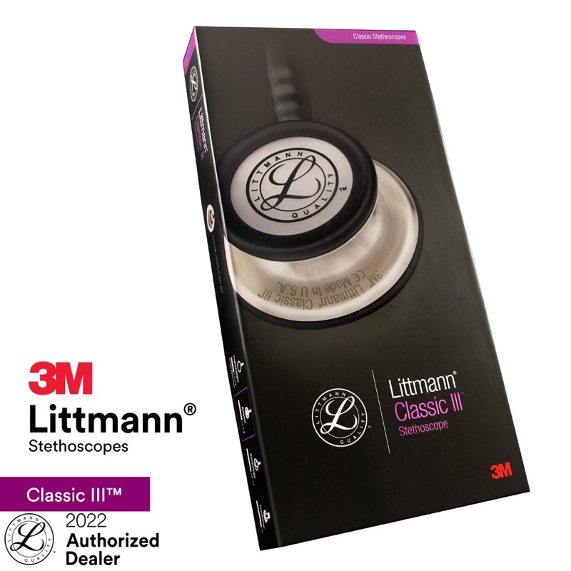 3M Littmann Classic III Stethoscope (Burgundy Tube, Standard-Finish Chestpiece, Stainless Stem &amp; Eartubes)