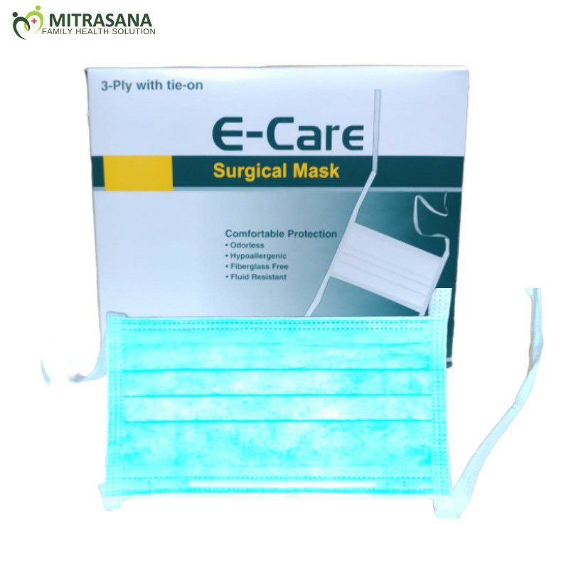 Masker Medis E-Care 3 Ply Tie On 1 box isi 50 pc