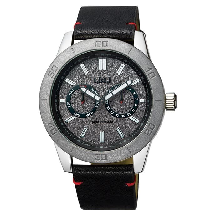 [COD] Jam Tangan Pria Q&Q QQ Analog Strap Kulit Hitam AA34J312Y Original KEREN FASHION KADO TERBARU