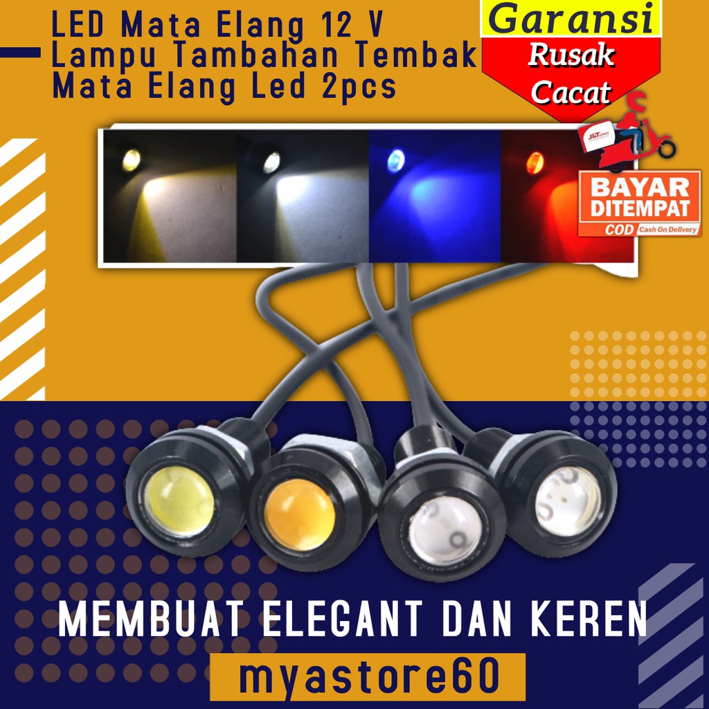 Lampu LED Mata Elang 12 V Lampu Tambahan Tembak Mata Elang Led 2pcs Aksesori Variasi Motor