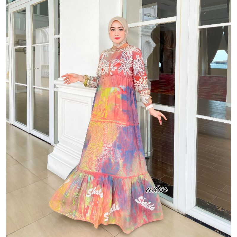 GAMIS TWILL CANDI MEKAR TERBARU SIZE S, M, L, XL DAN JUMBO LD 120, 130 DAN 140 CM BUSUI