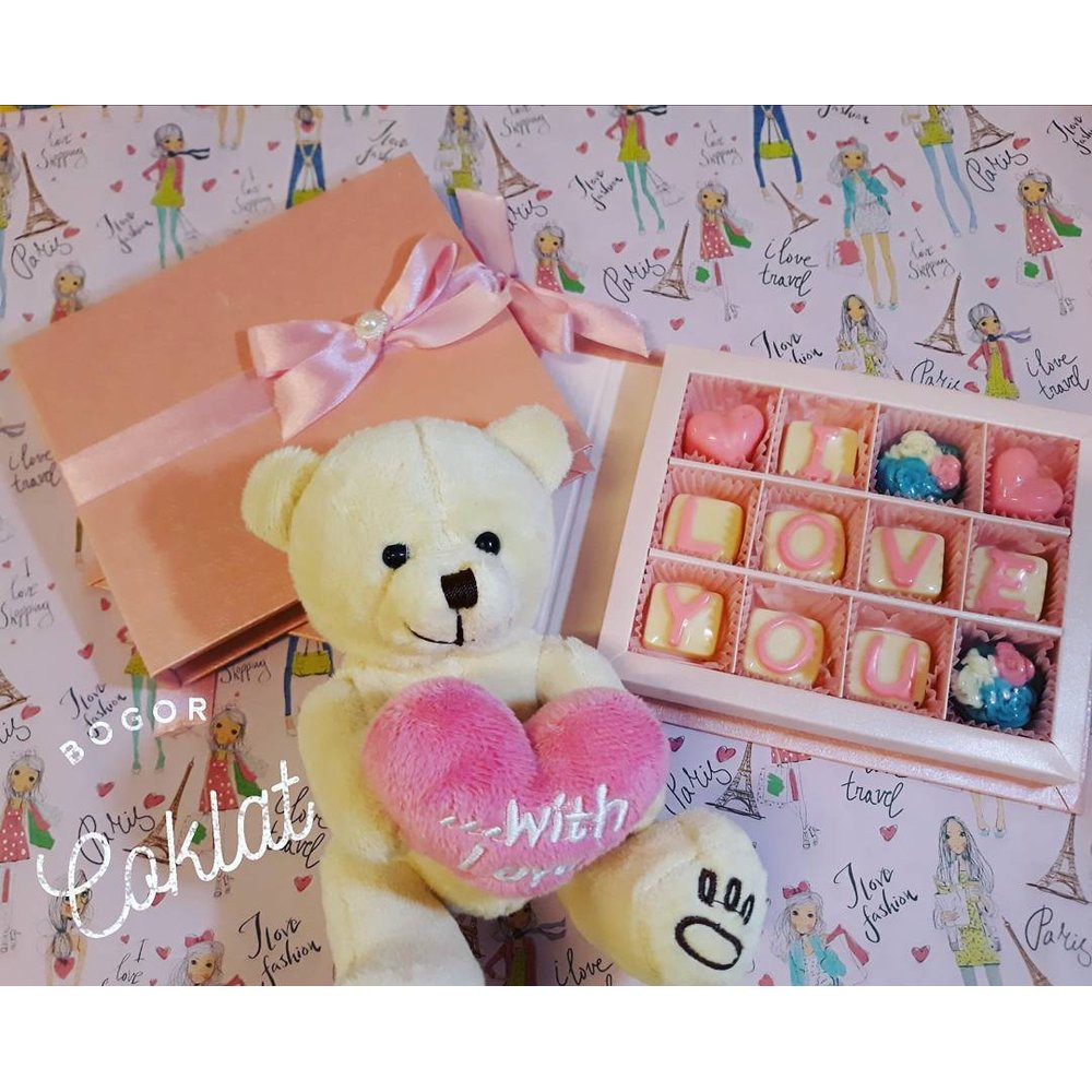 

Teddy Mini With Love Coklat Sekat Book 12 Valentine Limited