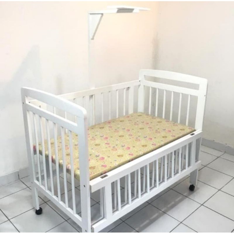 Box baby tempat tidur bayi kayu bumper set &amp; kelambu