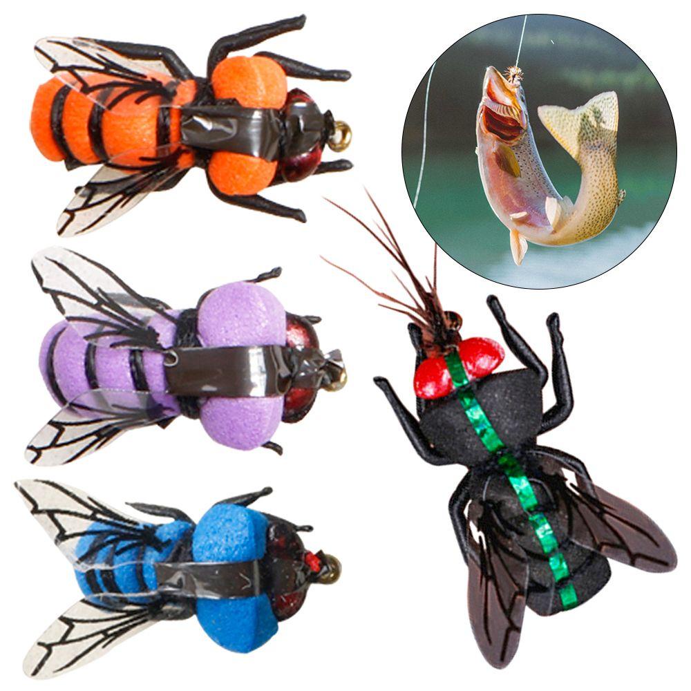 Preva 2pcs Serangga Lalat Fly Hook Portable Bionic Bee Serangga Engkol Mengambang Umpan Umpan