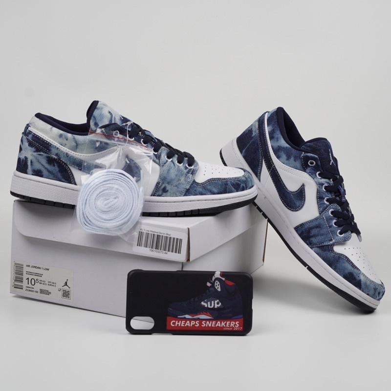 Sepatu Nike Air Jordan 1 Low Washed Denim Blue