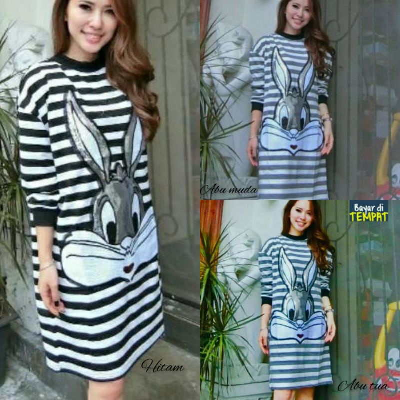 TUNIK UKURAN JUMBO / TUNIK KAOS JUMBO OVERSIZE / Bunny shop / Dress wanita salur jumbo ld 135 bunny 