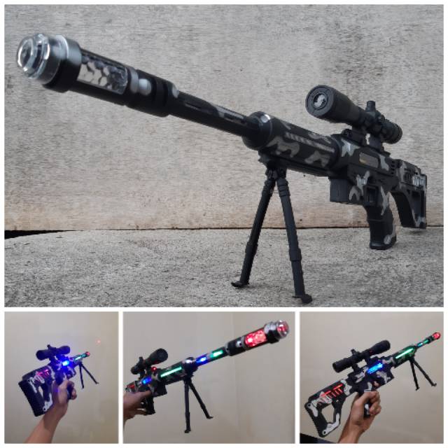 Mainan Senapan Sniper Laser Light &amp; Sound Tembak Tembakan Anak Edukasi