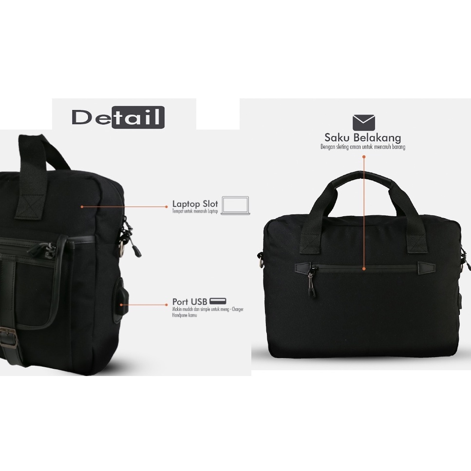 BRILLIANT BLACK |ManNeedMe x URBAN| Tas Selempang Pria Wanita Tas Laptop Tas Jinjing ORIGINAL