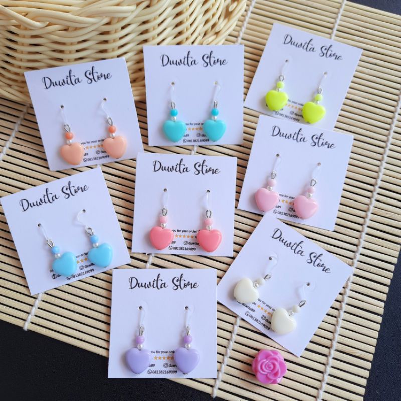 HANDMADE ANTING ANAK/DEWASA KAITAN PLASTIK MOTIF LOVE