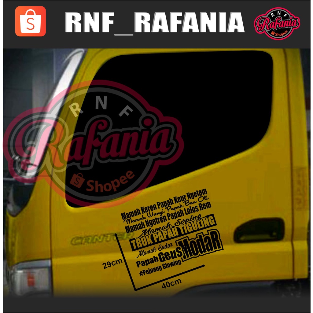 STICKER SKOTLET KACA PINTU/BODY MOBIL TRUCK/PICK UP/L300 Mamah Shopping Truck papah Tiguling