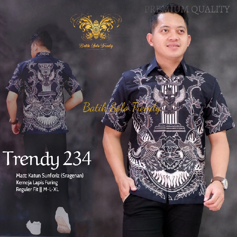 TRENDY 234 KEMEJA BATIK LENGAN PENDEK KAIN HALUS MURAH