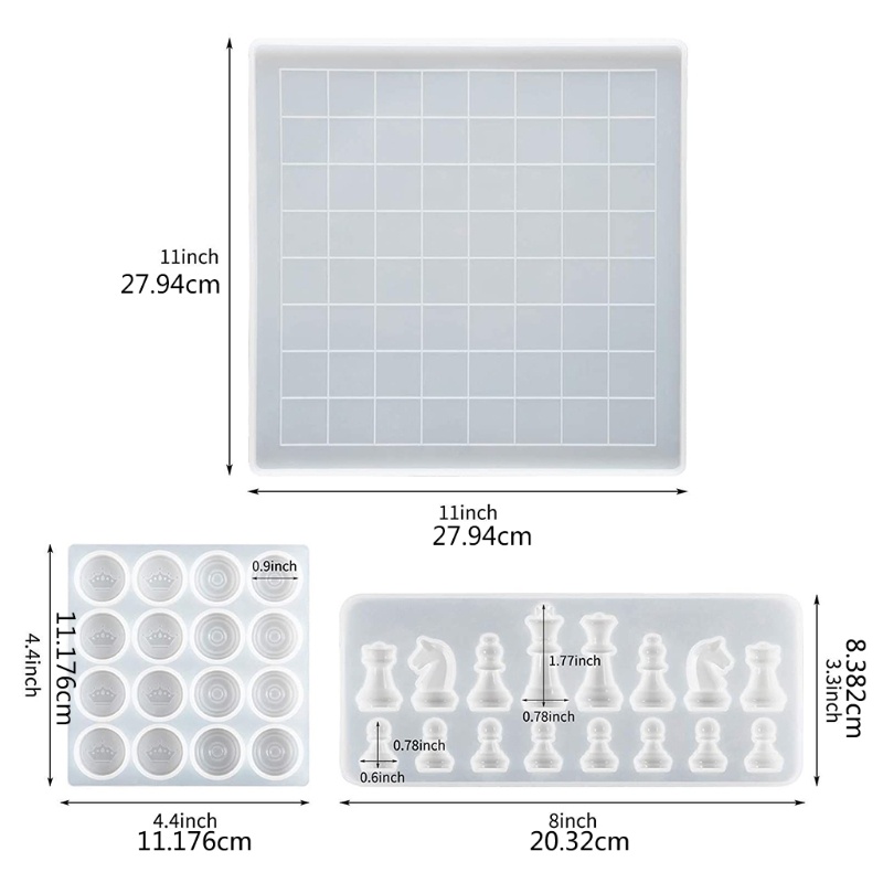 SIY  Chess Kit DIY International Chess Pieces Checkers Checkerboard Silicone Mould