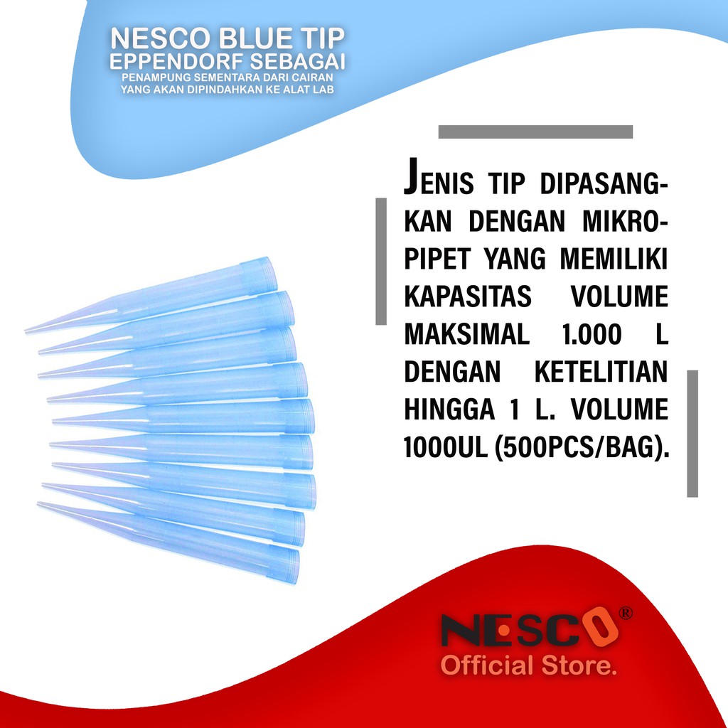 Nesco Blue Tip Bisa untuk Gilson maupun Eppendorf, 500pcs/bag, FM, Best Seller