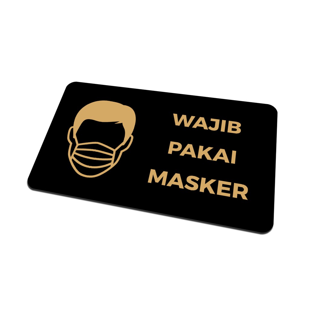 SIGN AKRILIK Cafe - WAJIB PAKAI MASKER EMAS/HITAM - Size 20x12cm