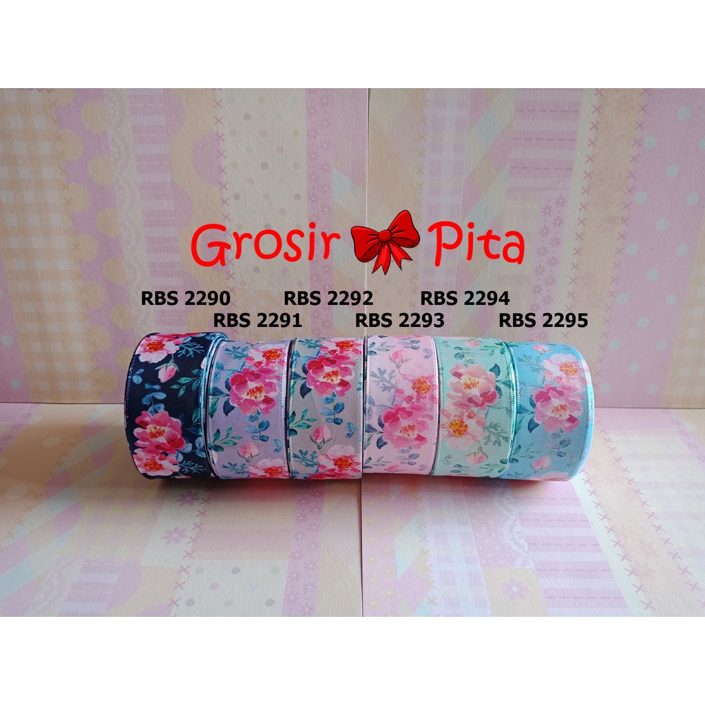 

(25 yard) Pita Satin Motif Bunga RBS 2290,2291,2292,2293,2294,2295 | Toko Bahan Craft | Grosir Pita