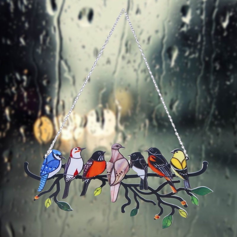 Zzz Multicolor Burung Di Kawat Liontin Bird Lover Art Collection Dekorasi Pintu Depan