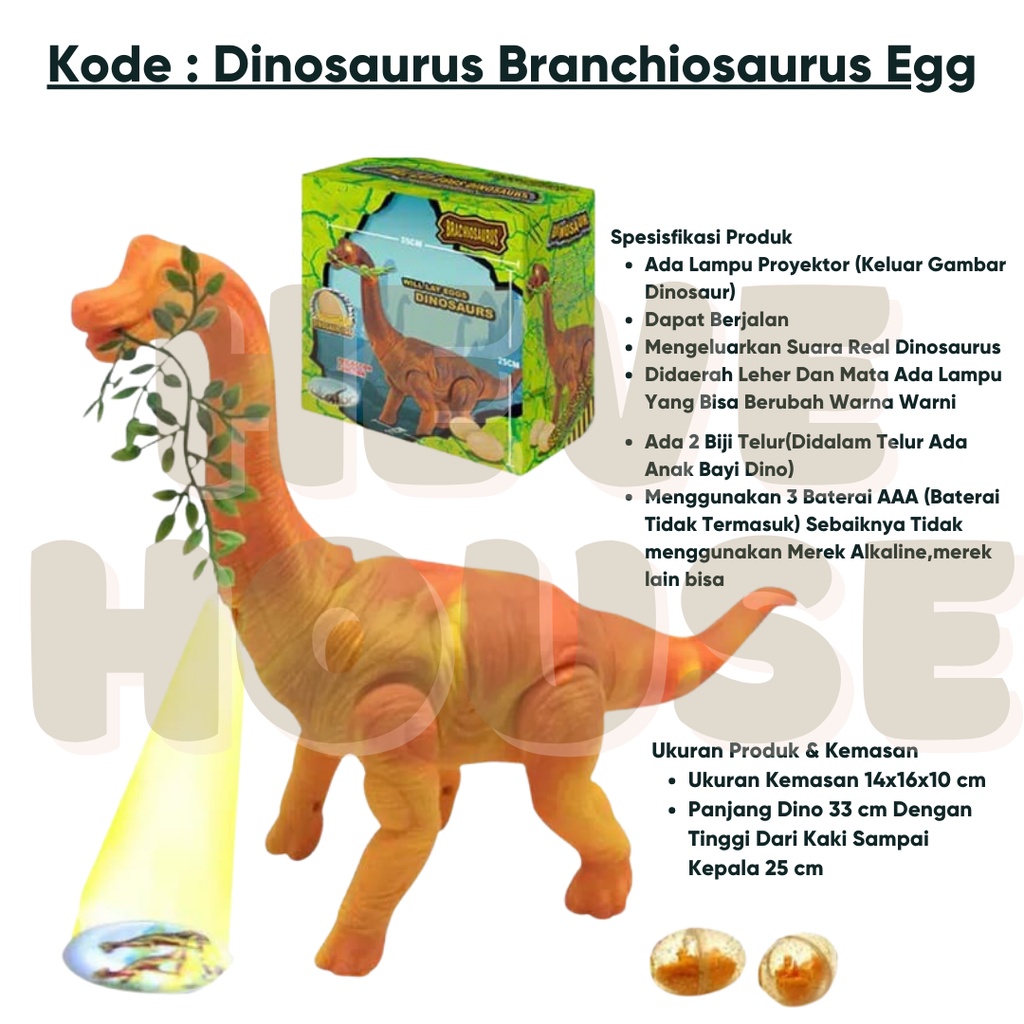 RONG KAI JUMBO Mainan dinosaur bertelur born egg mainan dinosaurus telor telur BRANCHIOSAURUS