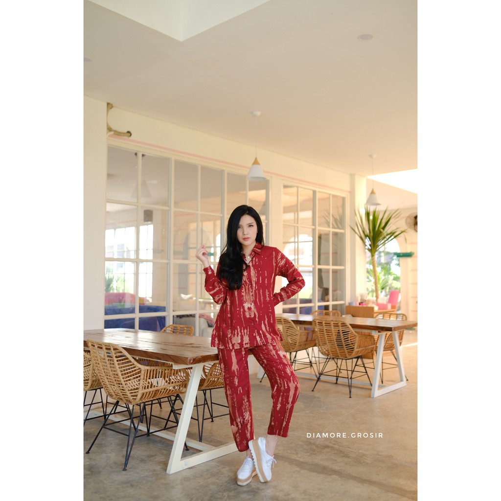 BLOOMS DAILY ONE SET / TIE DYE ONE SET RAYON / STELAN PIYAMA WANITA-5