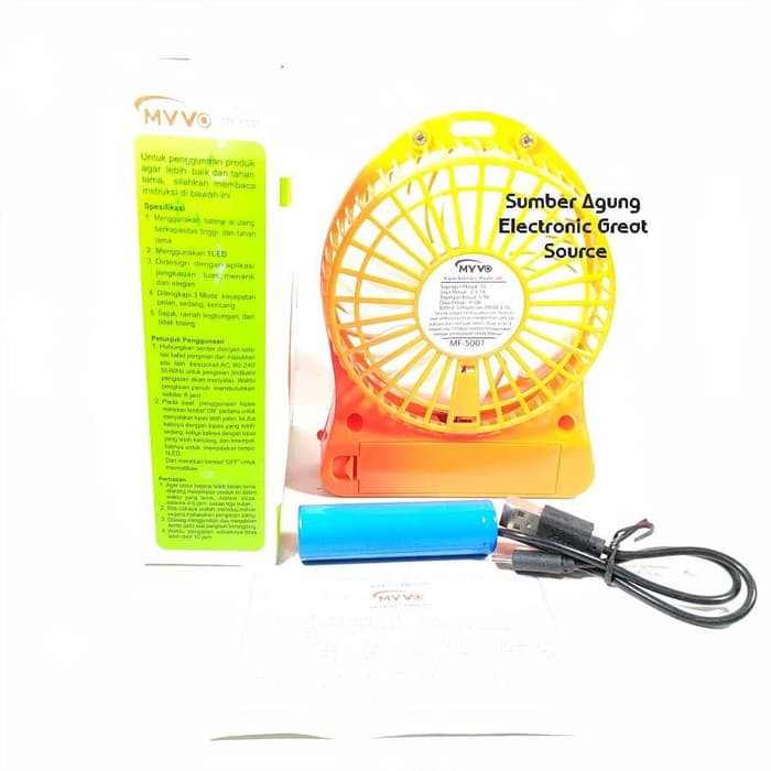 Mini Fan Portable MYVO MF5001 Charge Cas Angin Kencang