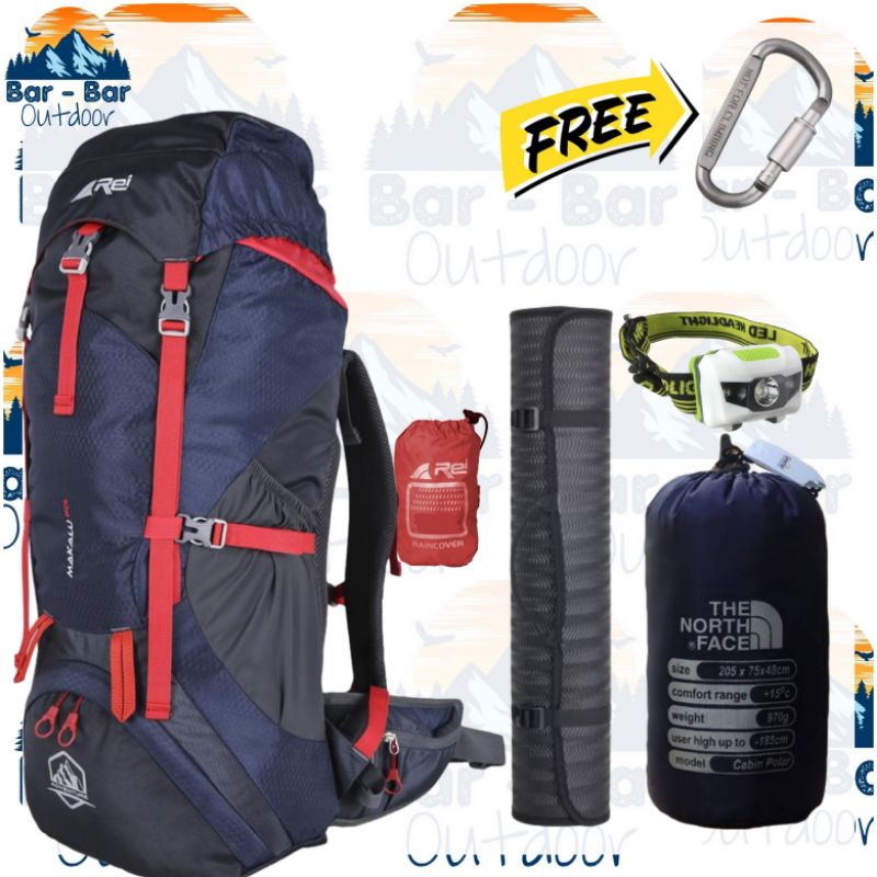 Paket Murah Perlengkapan Survival Tas Gunung Outdoor Carrier Arei Rei Makalu 60L