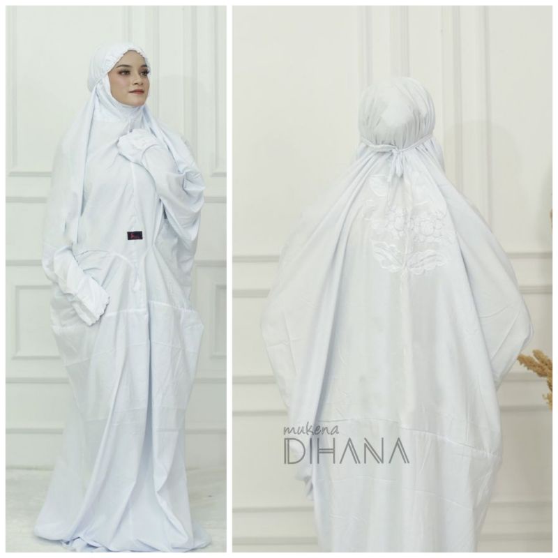 MUKENA TERUSAN DEWASA PUTIH SIMPEL KATUN MIKRO PREMIUM | MUKENAH LANGSUNGAN LAJURAN RUKUH FULL PUTIH